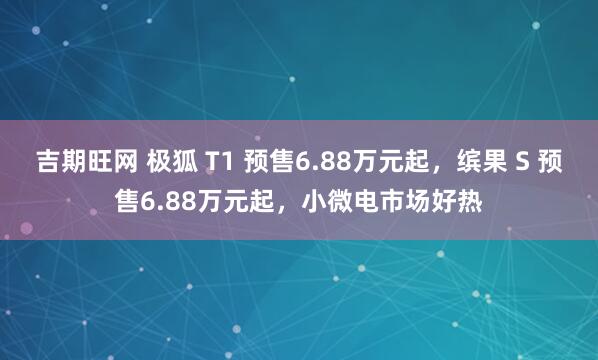 吉期旺网 极狐 T1 预售6.88万元起，缤果 S 预售6.88万元起，小微电市场好热