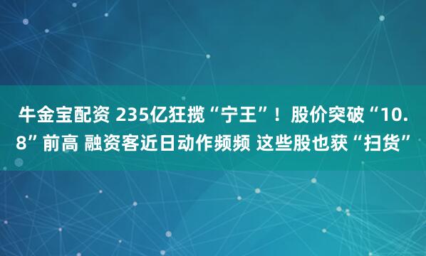牛金宝配资 235亿狂揽“宁王”！股价突破“10.8”前高 融资客近日动作频频 这些股也获“扫货”